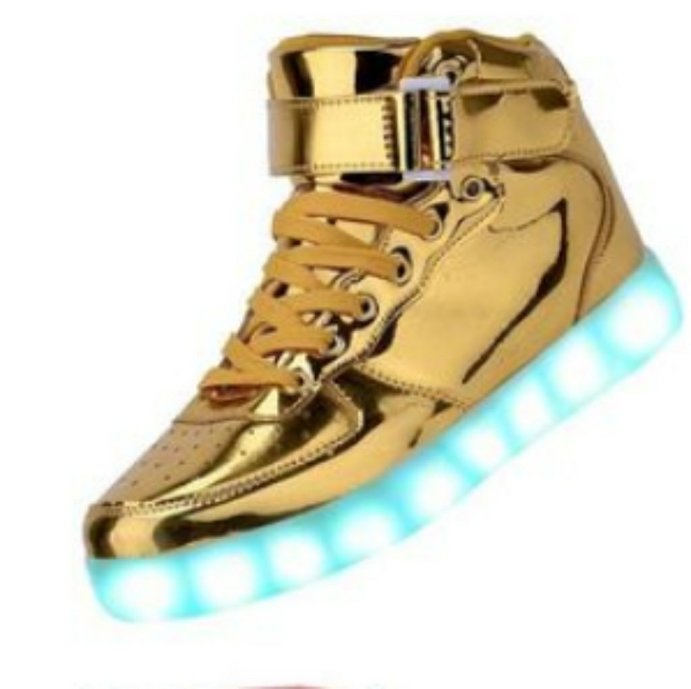 🎁Gold with glitter light up shoes